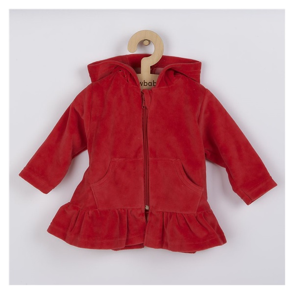 New Baby Baby red semi-sheer hoodie with hood, size 80 (9-12m)