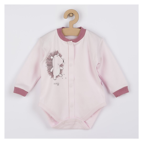 Koala Forest Friend Pink Organic Cotton Full Zip Baby Bodysuit, size 56 (0-3m)