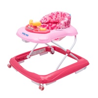 Baby Mix baby walker with steering wheel and silicone wheels pink