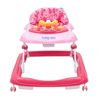 Baby Mix baby walker with steering wheel and silicone wheels pink