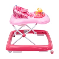 Baby Mix baby walker with steering wheel and silicone wheels pink