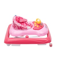 Baby Mix baby walker with steering wheel and silicone wheels pink