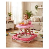 Baby Mix baby walker with steering wheel and silicone wheels pink