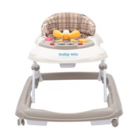 Baby Mix baby walker with steering wheel and silicone wheels beige