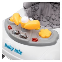 Baby Mix baby walker with steering wheel and silicone wheels dark grey