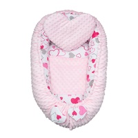 Luxury nest with pillow and blanket New Baby from Minky pink hearts