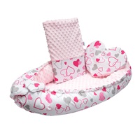 Luxury nest with pillow and blanket New Baby from Minky pink hearts