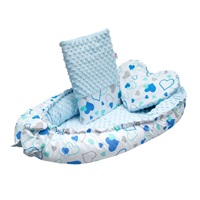 Luxury nest with pillow and blanket New Baby from Minky blue hearts