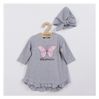 Baby dress with cap-turban New Baby Little Princess grey, size 80 (9-12m)