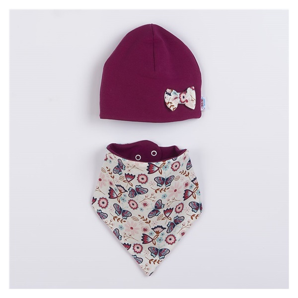 Baby cap with neck scarf New Baby Missy purple, size 80 (9-12m)