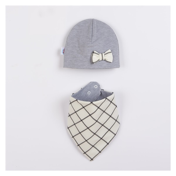 Baby cap with neck scarf New Baby Missy grey, size 86 (12-18m)