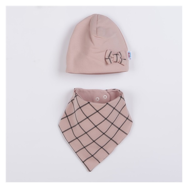 Baby cap with neck scarf New Baby Missy pink, size 92 (18-24m)