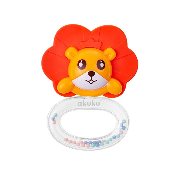 Silicone teether with rattle Akuku Lion