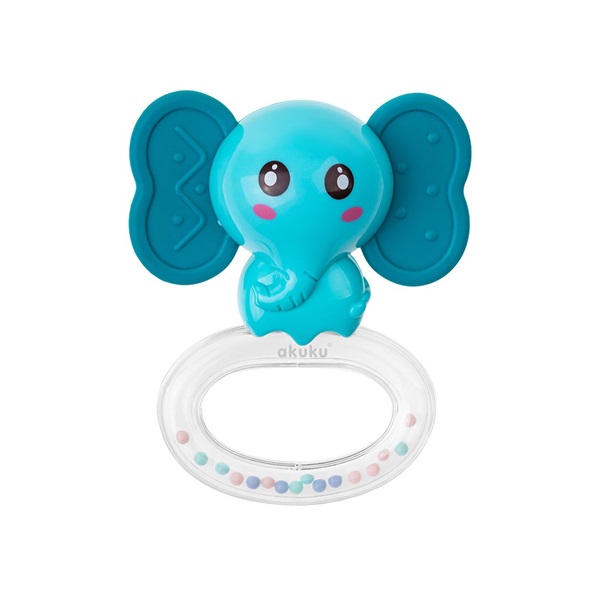 Silicone teether with rattle Akuku Elephant