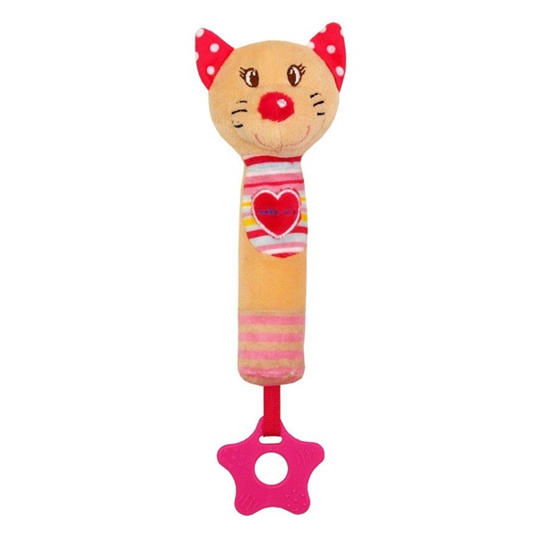 Baby Mix cat squeaky plush toy with teether