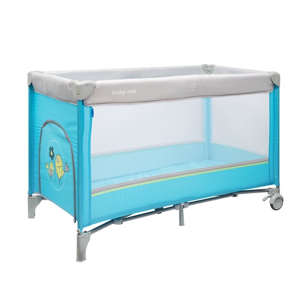 Baby Mix Travel Cot Sparrows Light Blue