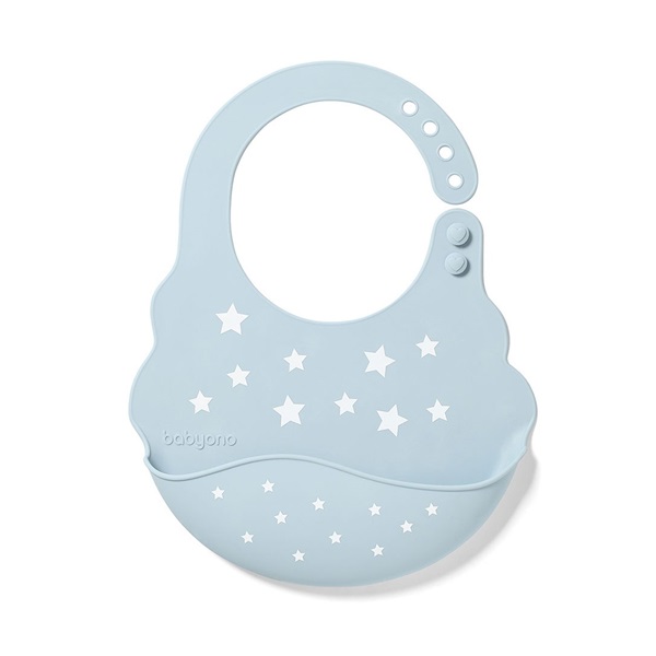 Adjustable silicone bib with pocket Baby Ono grey