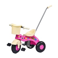 Children's pedal tricycle with guide bar BAYO JUNIOR pink