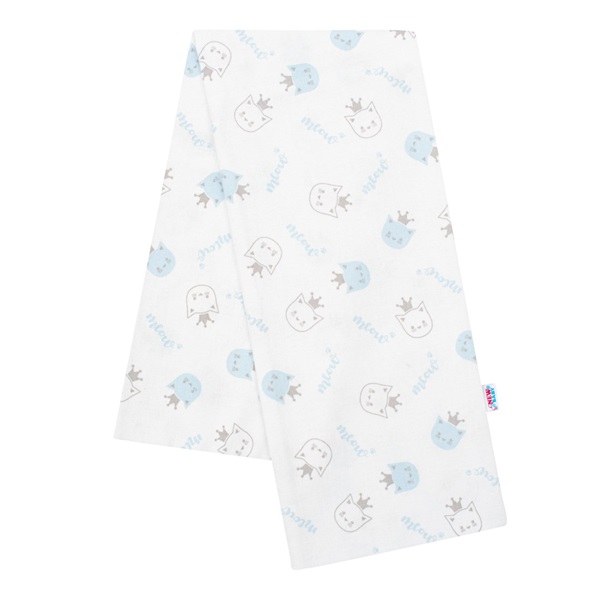 Flannel nappy with print New Baby white meow