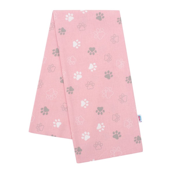 Flannel diaper with print New Baby pink paw