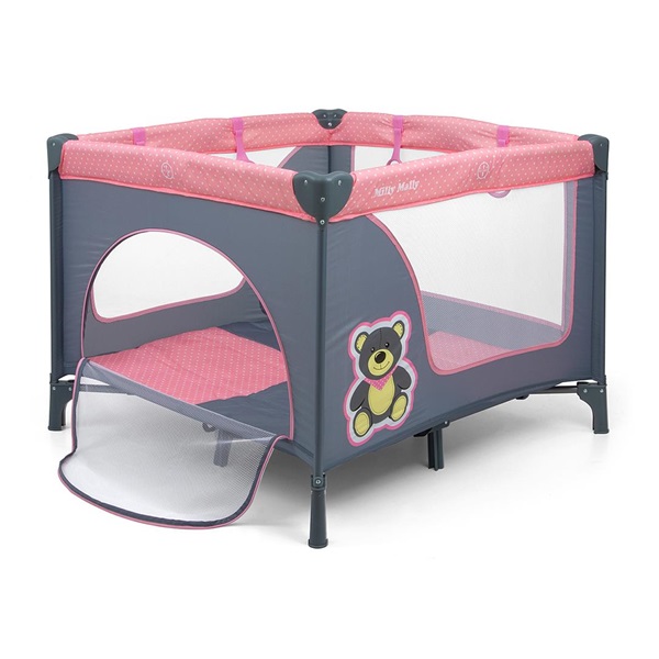 Milly Mally Fun Pink Bear folding playpen