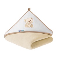 Baby towel 100x100 Akuku beige with teddy bear