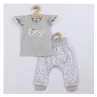 New Baby Happy Flower 2-Piece Cotton Infant Set Gray, size 56 (0-3m)