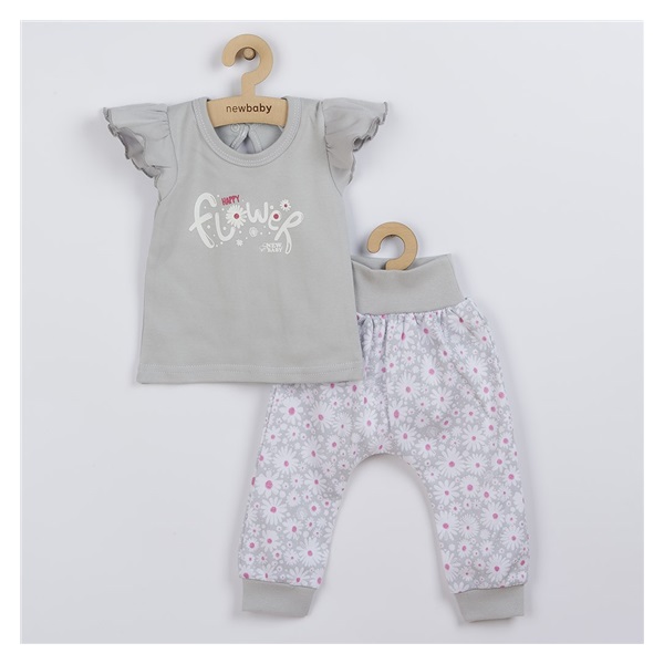 New Baby Happy Flower 2-Piece Cotton Infant Set Gray, size 56 (0-3m)