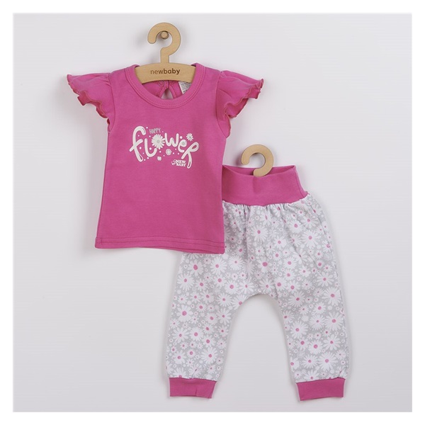 New Baby Happy Flower 2-Piece Cotton Infant Set Dark Pink, size 56 (0-3m)