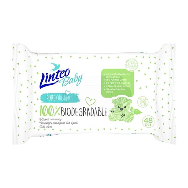 Linteo Baby Wet Wipes 100% BIODEGRADABLE 48pcs