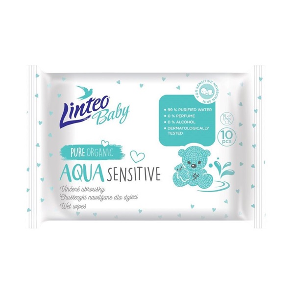 Baby wet wipes Linteo Baby AQUA SENSITIVE 10 pcs