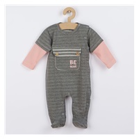 Baby cotton jumpsuit Koala BE BRAVE grey-pink, size 56 (0-3m)