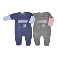 Baby cotton jumpsuit Koala BE BRAVE grey-pink, size 68 (4-6m)