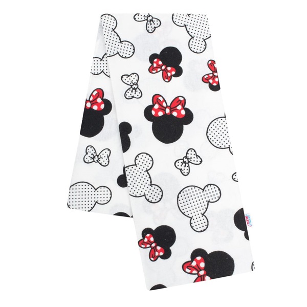 Flannel nappy with New Baby white Mickey & Minnie print