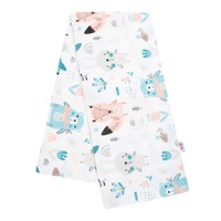 Flannel nappy with New Baby white animals print