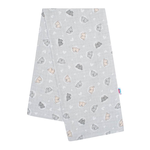 Cotton diaper with print New Baby grey little bears