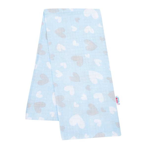 Cotton nappy with New Baby blue hearts print