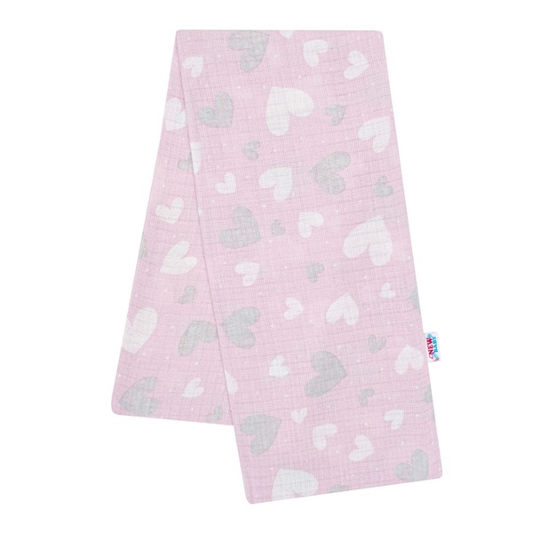 Cotton diaper with print New Baby pink hearts