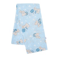 Cotton diaper with print New Baby blue teddy bear and heart