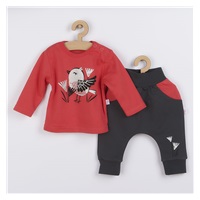 Baby cotton sweatpants and T-shirt Koala Birdy dark pink, size 56 (0-3m)