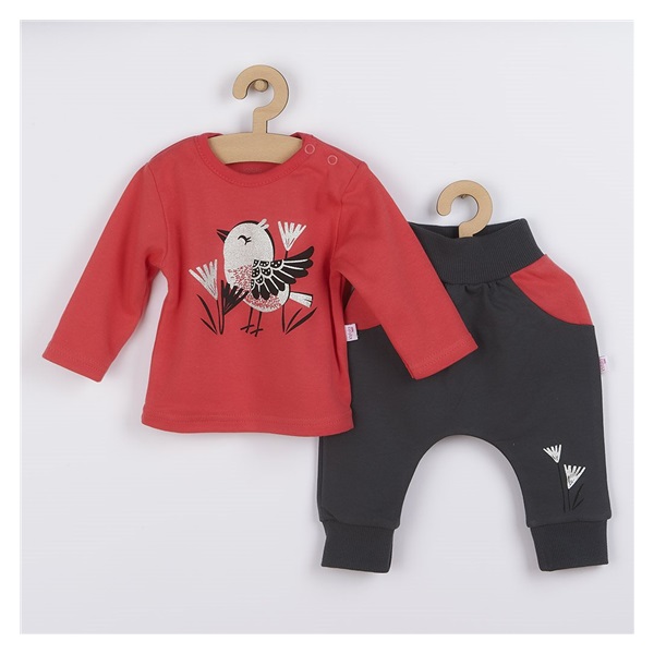 Baby cotton sweatpants and T-shirt Koala Birdy dark pink, size 62 (3-6m)