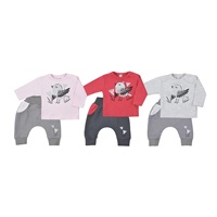 Baby cotton sweatpants and T-shirt Koala Birdy dark pink, size 62 (3-6m)