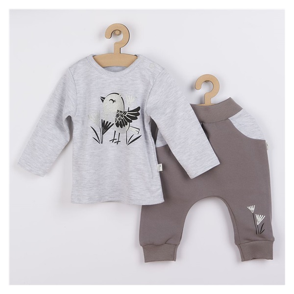 Baby cotton sweatpants and T-shirt Koala Birdy grey, size 74 (6-9m)