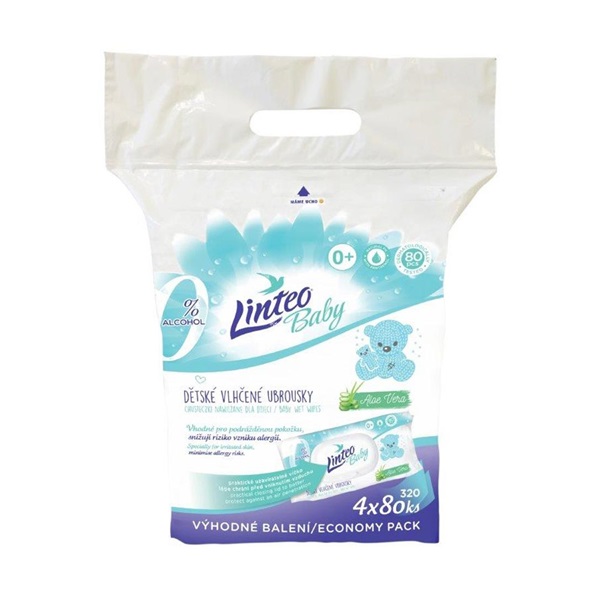 Baby Wet Wipes Linteo Baby Aloe Vera 4x80 pcs