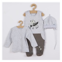 3-piece cotton baby set Koala Birdy grey, size 80 (9-12m)