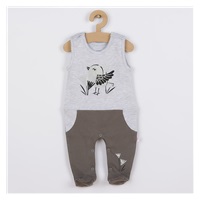 3-piece cotton baby set Koala Birdy grey, size 80 (9-12m)