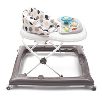 Baby Mix baby walker with steering wheel and silicone wheels grey and white