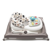 Baby Mix baby walker with steering wheel and silicone wheels grey and white