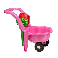 Children's garden wheel with trowel and rake BAYO Daisy pink