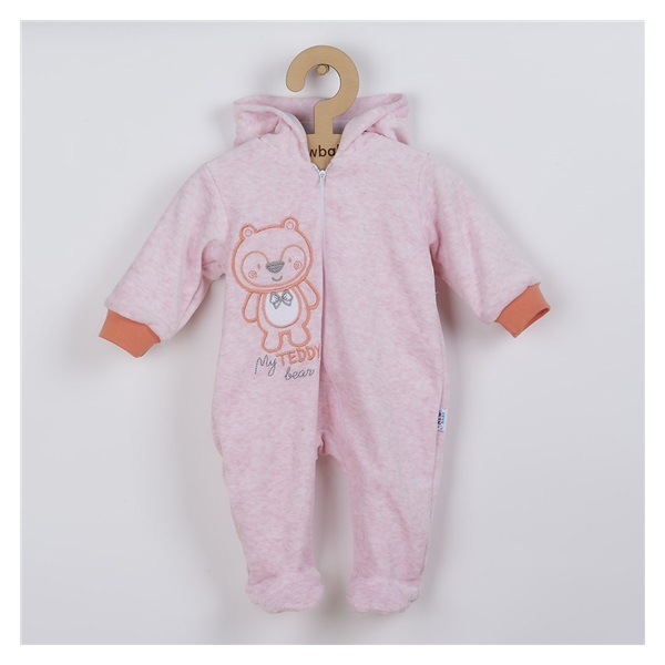 Baby Suede Jumpsuit with Hood New Baby Sweetheart Pink, size 56 (0-3m)